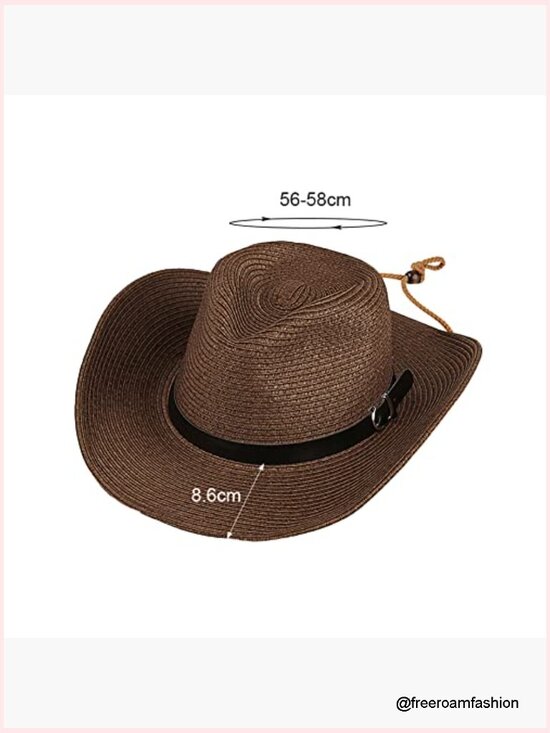 Classic Cowboy Straw Hat with Wide Brim Foldable Sun Hat main image 4